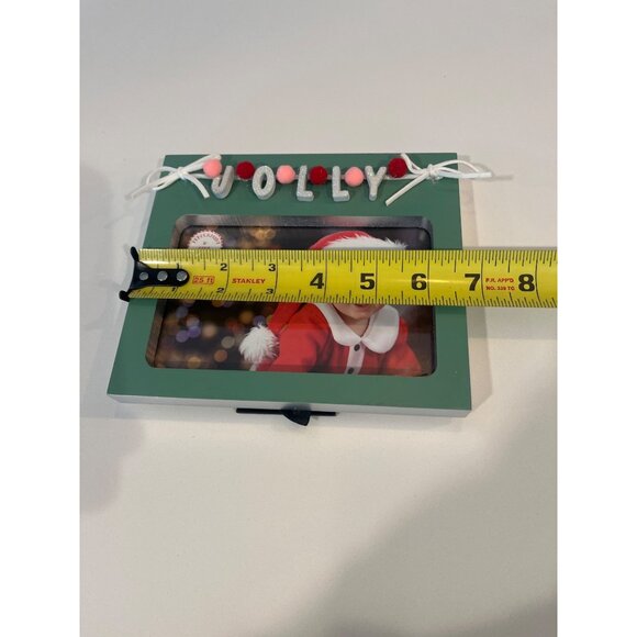 Jolly Christmas-Themed 6x4 Photo Frame With Felt Pom-Poms & Bow Accents Green & - Picture 5 of 6